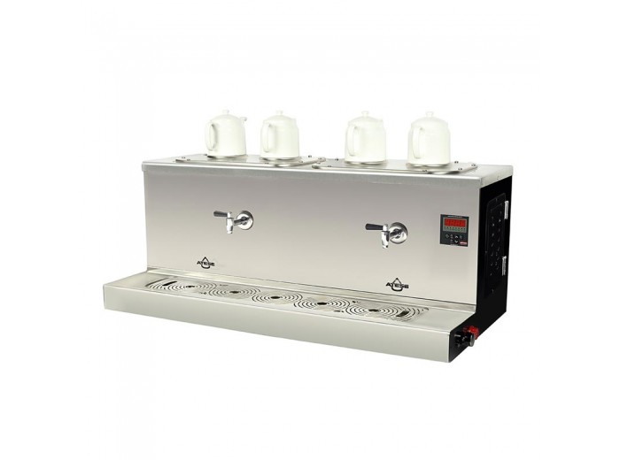 Ateşe Cappadocia Dijital 4 Demlikli Çay Kazanı, 30+30 L, Gaz+Elektrikli, Statik Boyalı