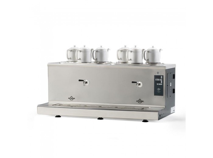 Ateşe Cappadocia Smart Plus 6 Demlikli Çay Kazanı, 30+30 L, Gaz+Elektrikli, Inox Ateşe Cappadocia Smart Plus 6 Demlikli Çay Kazanı, 30+30 L, Gaz+Elektrikli, Inox