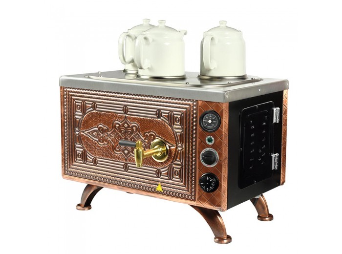 Ateşe Efes Analog 3 Demlikli Retro Çay Kazanı, Elektrikli Ateşe Efes Analog 3 Demlikli Retro Çay Kazanı, Elektrikli
