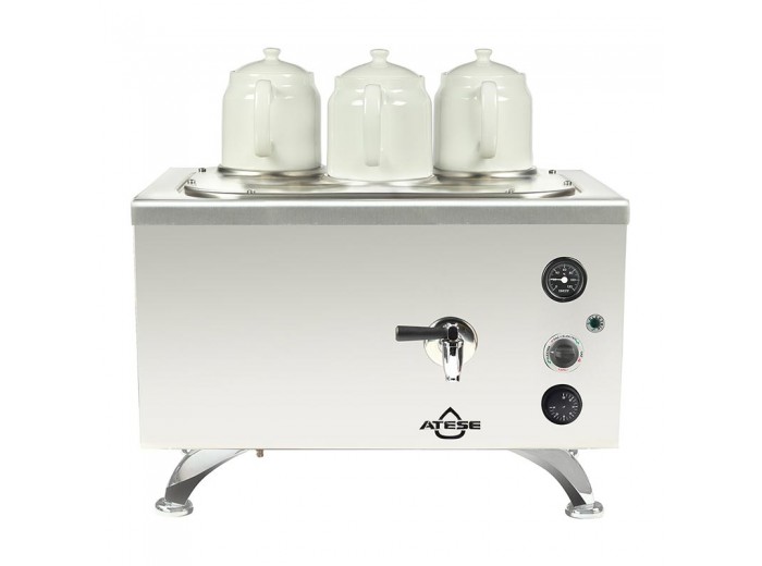 Ateşe Efes Analog 3 Demlikli Çay Kazanı, Elektrikli, Inox Ateşe Efes Analog 3 Demlikli Çay Kazanı, Elektrikli, Inox