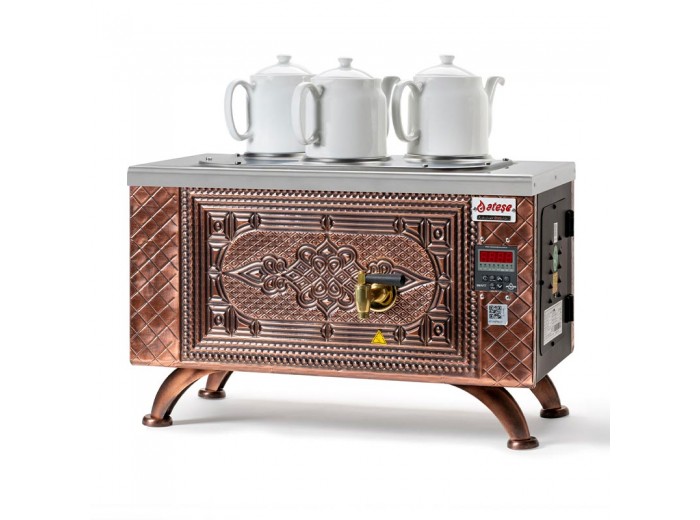 Ateşe Efes Smart 3 Demlikli Çay Kazanı, Elektrikli, Retro Ateşe Efes Smart 3 Demlikli Çay Kazanı, Elektrikli, Retro
