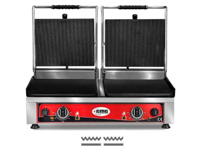 GMG KG 2735 DG Tost Makinesi Çift Kapaklı Yarı Oluklu, Yarı Düz 2 x 36 x 27 cm