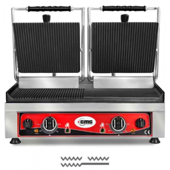 GMG KG 5530 DEG Tost Makinesi Alt Yüzey Yarı Oluk, Üst Yüzey Oluklu, 52x24 cm
