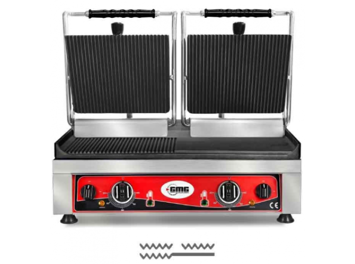 GMG KG 5530 DEG Tost Makinesi Alt Yüzey Yarı Oluk, Üst Yüzey Oluklu, 52x24 cm