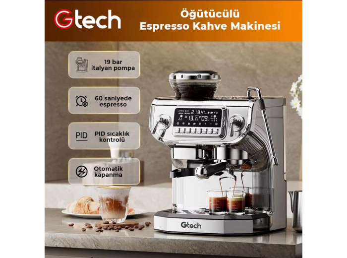 Gtech ST-530ED PID Ev Tipi Öğütücülü Barista Espresso Kahve Makinesi, 1 Gruplu Gtech ST-530ED PID Ev Tipi Öğütücülü Barista Espresso Kahve Makinesi, 1 Gruplu