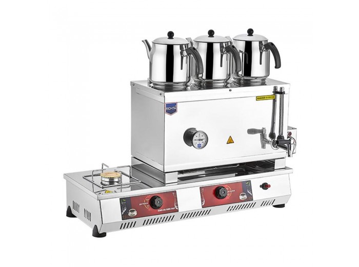 Remta N13E 55 Model Kahveci Takımlı Çay Kazanı, 3 Demlikli, 33 L, Elektrikli+Doğalgazlı Remta N13E 55 Model Kahveci Takımlı Çay Kazanı, 3 Demlikli, 33 L, Elektrikli+Doğalgazlı