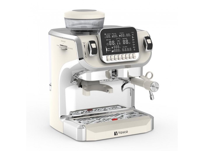 Vosco VST-520ECB Öğütücülü Barista Espresso Kahve Makinesi, 1 Gruplu, Beyaz Vosco VST-520ECB Öğütücülü Barista Espresso Kahve Makinesi, 1 Gruplu, Beyaz