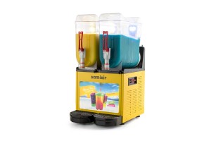 Samixir SLUSH24 Allure Twin Ice Slush Granita Milkshake Meyve Suyu Dispenseri, 12+12 L, Sarı