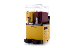 Samixir SLUSH24.Y Ice Slush Twin Milkshake Meyve Suyu Dispenseri, 12+12 L, Sarı
