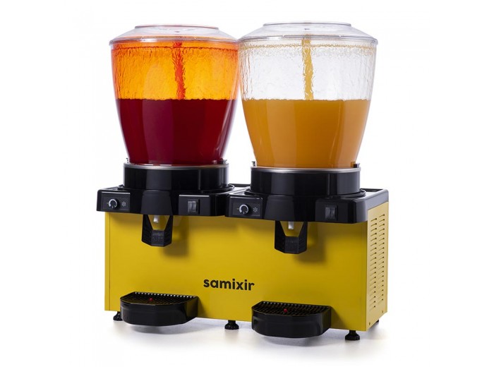 Samixir SS44 Panaromik Analog Twin Soğuk İçecek Dispenseri, 22+22 L, Fıskiyeli, Sarı Samixir SS44 Panaromik Analog Twin Soğuk İçecek Dispenseri, 22+22 L, Fıskiyeli, Sarı