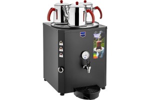 Remta DE10S Jumbo Şamandıralı Çay Makinesi, 3 Demlikli, Siyah
